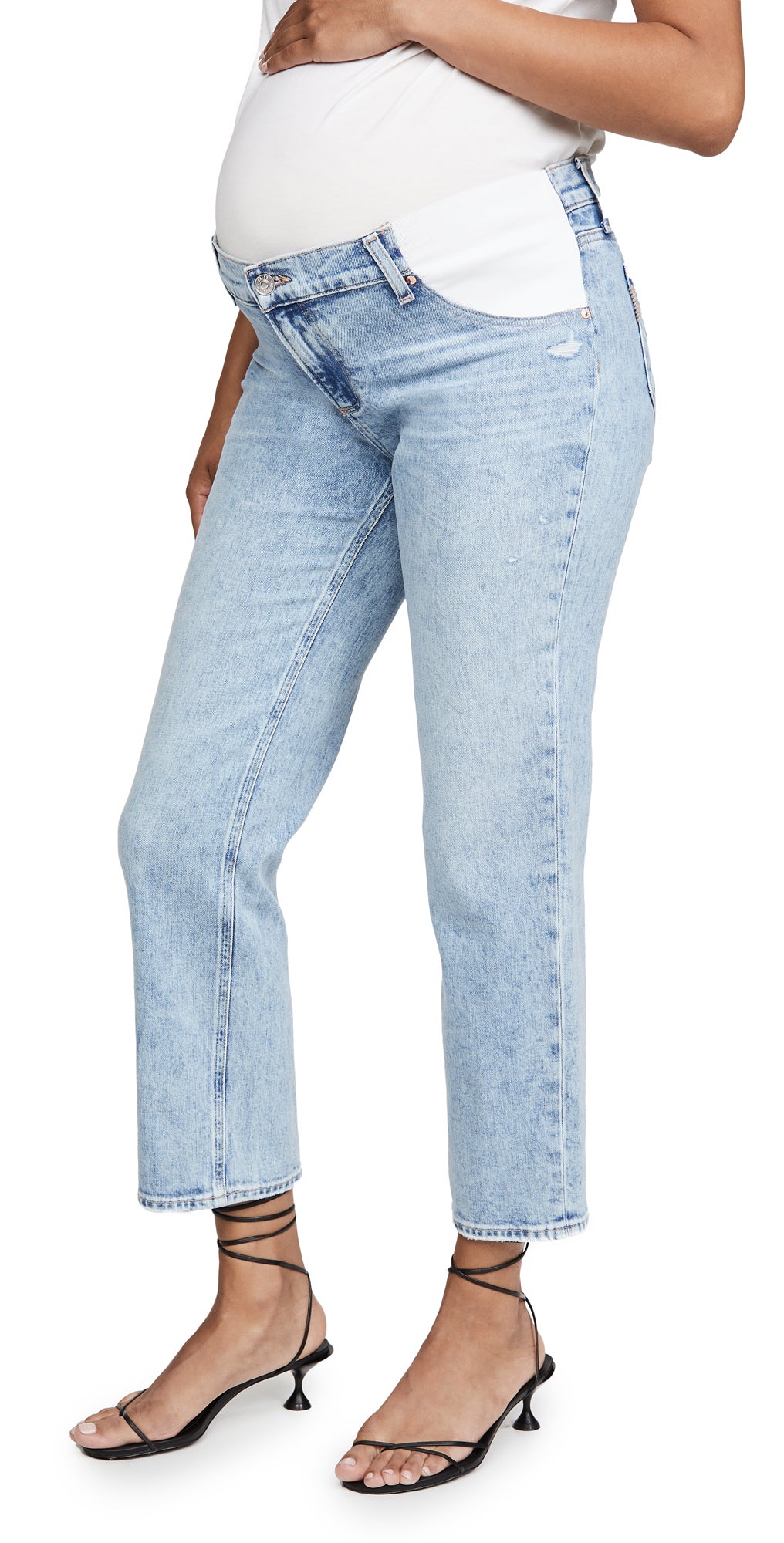 Cropped Maternity Jeans in 26" Inseam with Light Wash