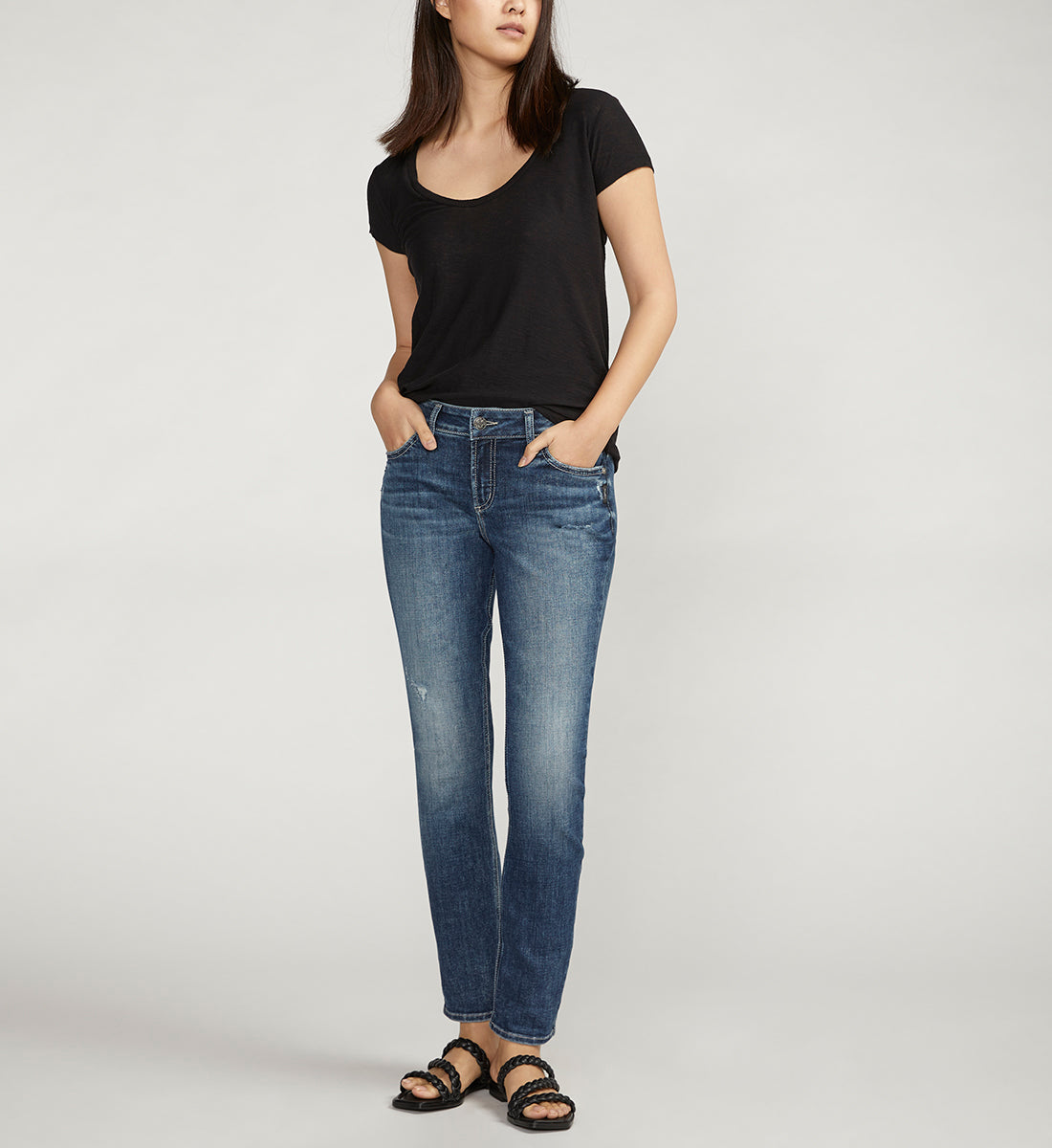 Elyse Mid Rise Straight Leg Jeans