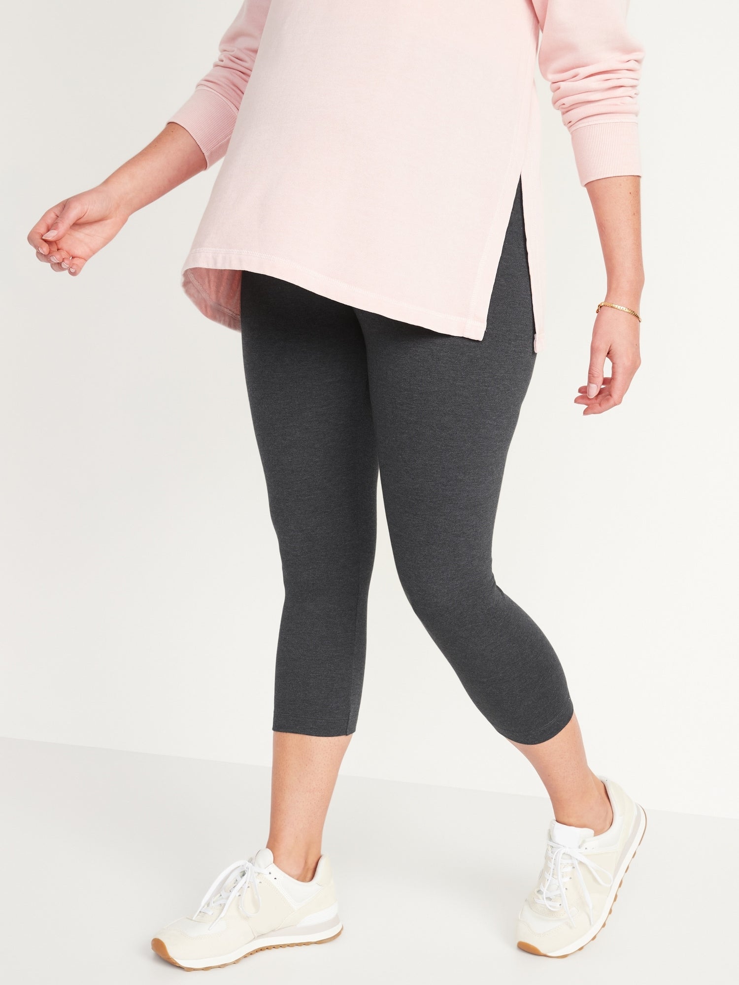 Maternity Full Panel Cropped Leggings: 21" Inseam