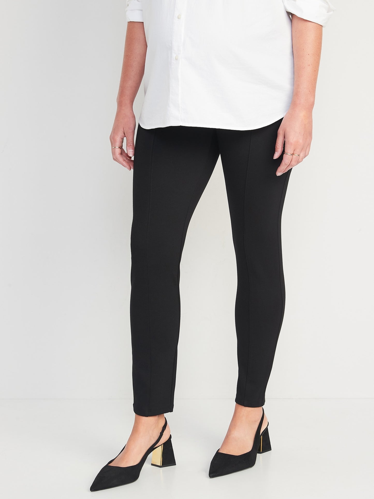 Maternity Skinny Ankle Pants with Full Panel: 27" Inseam