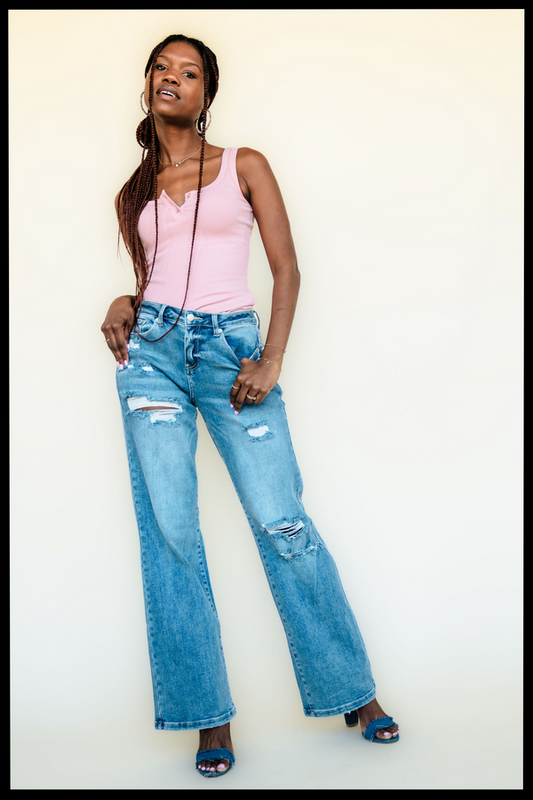 Tall Women's Light Wash Boyfriend Jeans: 34", 36", 38" Inseam