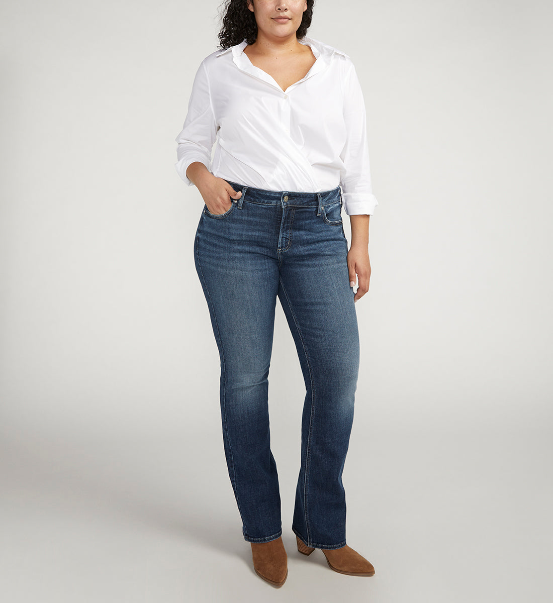 Elyse Mid Rise Slim Bootcut Jeans Plus Size