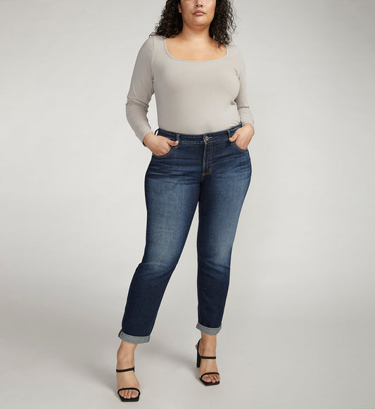 Boyfriend Mid Rise Slim Leg Jeans Plus Size