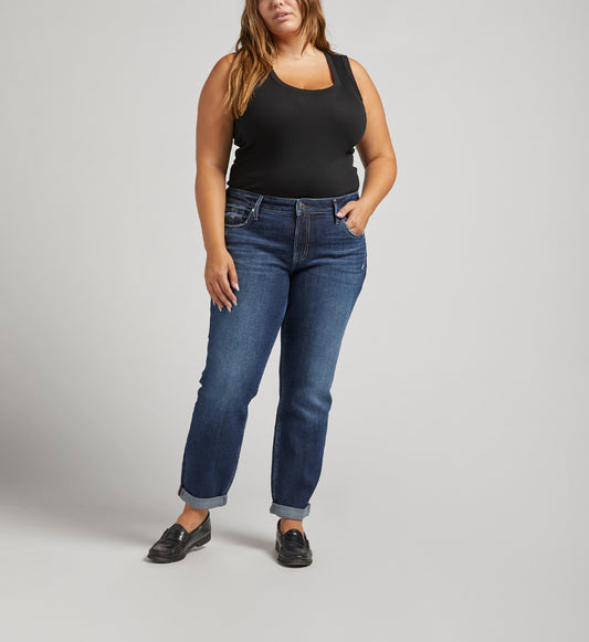 Silver Jeans Boyfriend Mid Rise Slim Leg Jeans Plus Size