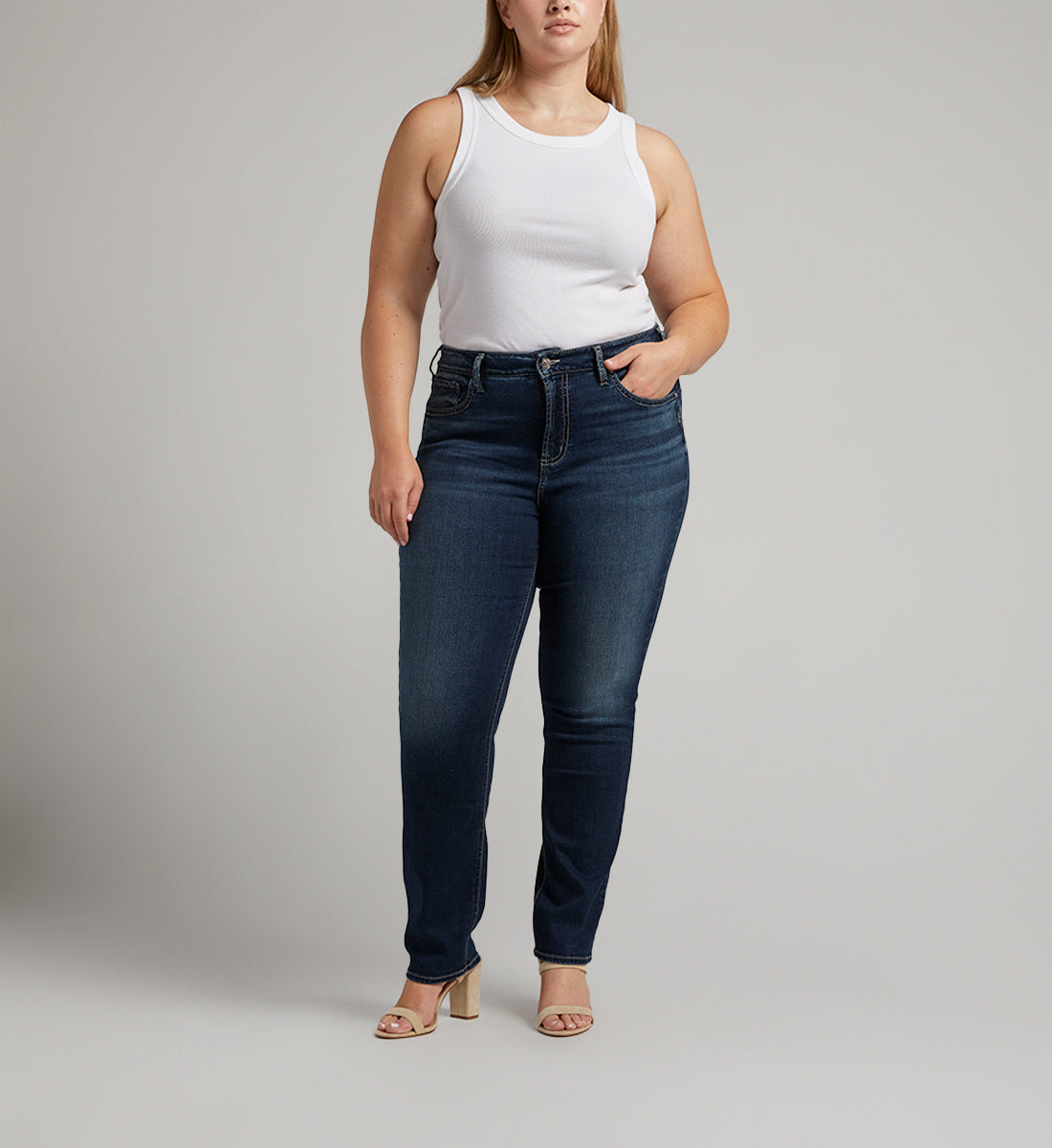 Silver Jeans Avery High Rise Straight Leg Jeans Plus Size