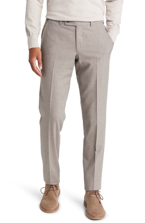 Ted Baker London Men's Jerome Trim Fit Flat Front Wool Blend Pants in Tan