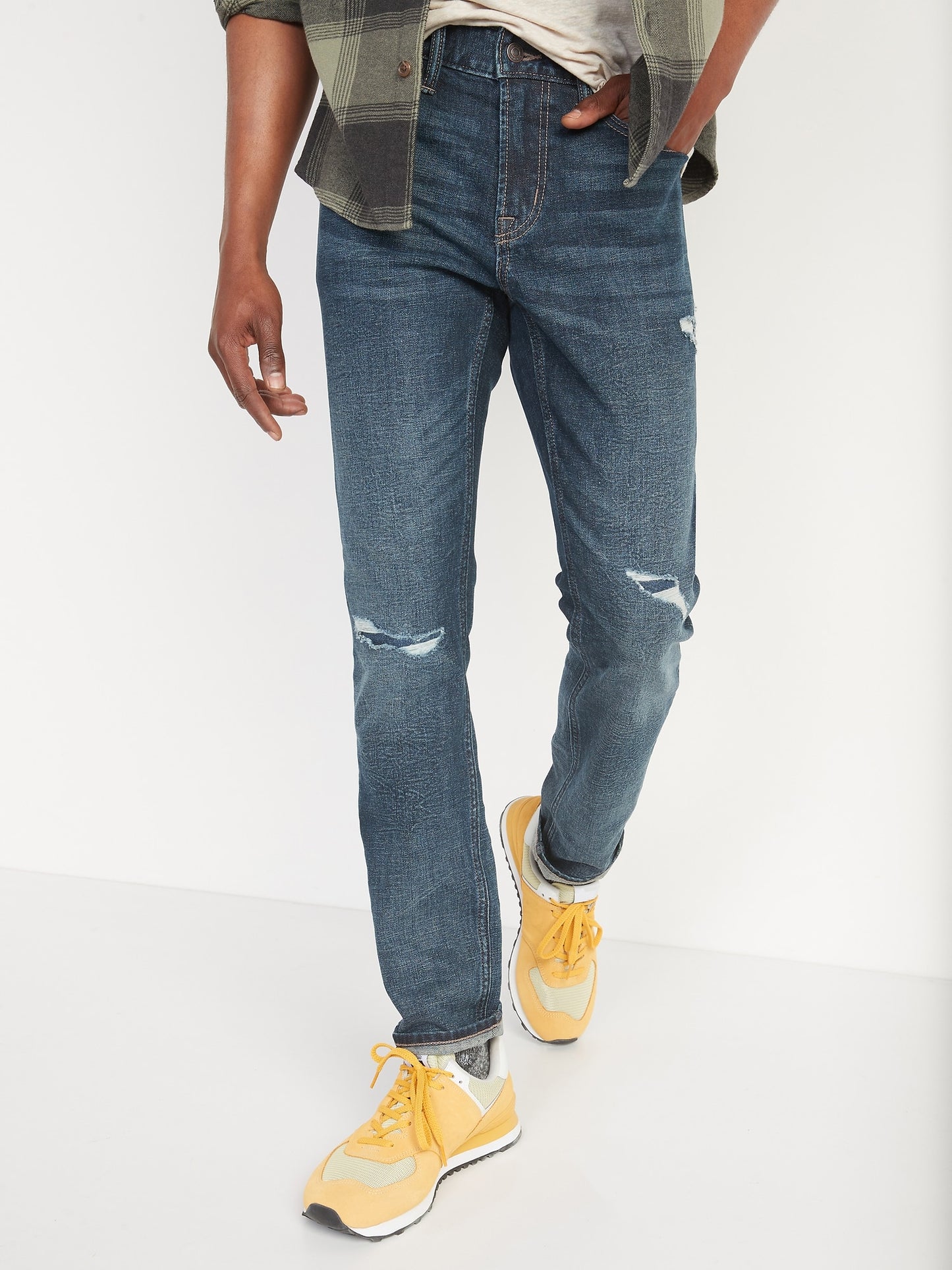 Skinny Built-In Flex Ripped Jeans for Men