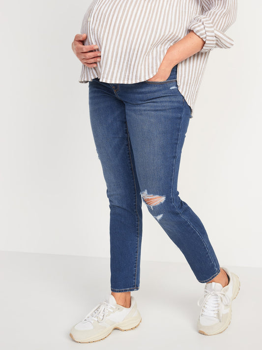 Old Navy Maternity Front Low Panel Pop Icon Skinny Ripped Jeans