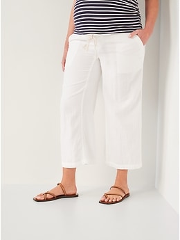 Maternity Rollover-Waist Soft Wide-Leg Pants