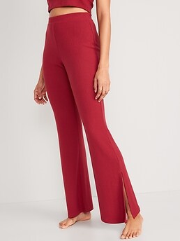 High-Waisted Rib-Knit Split Flare Lounge Pants for Women – Search
