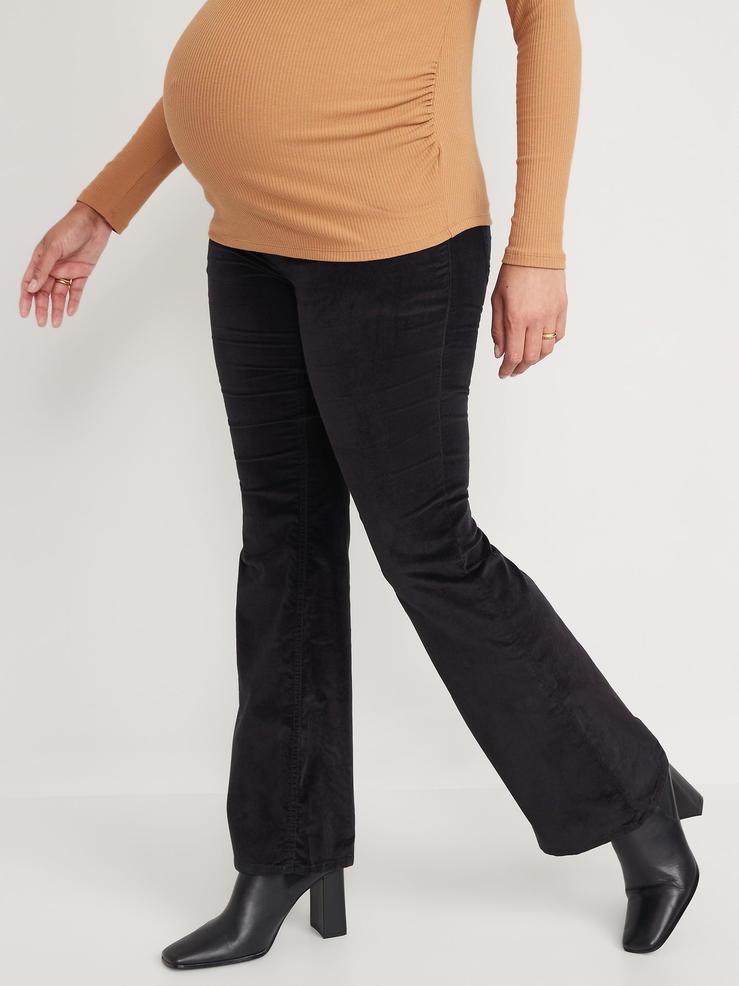 Old Navy Maternity Full-Panel Velvet Flare Pants