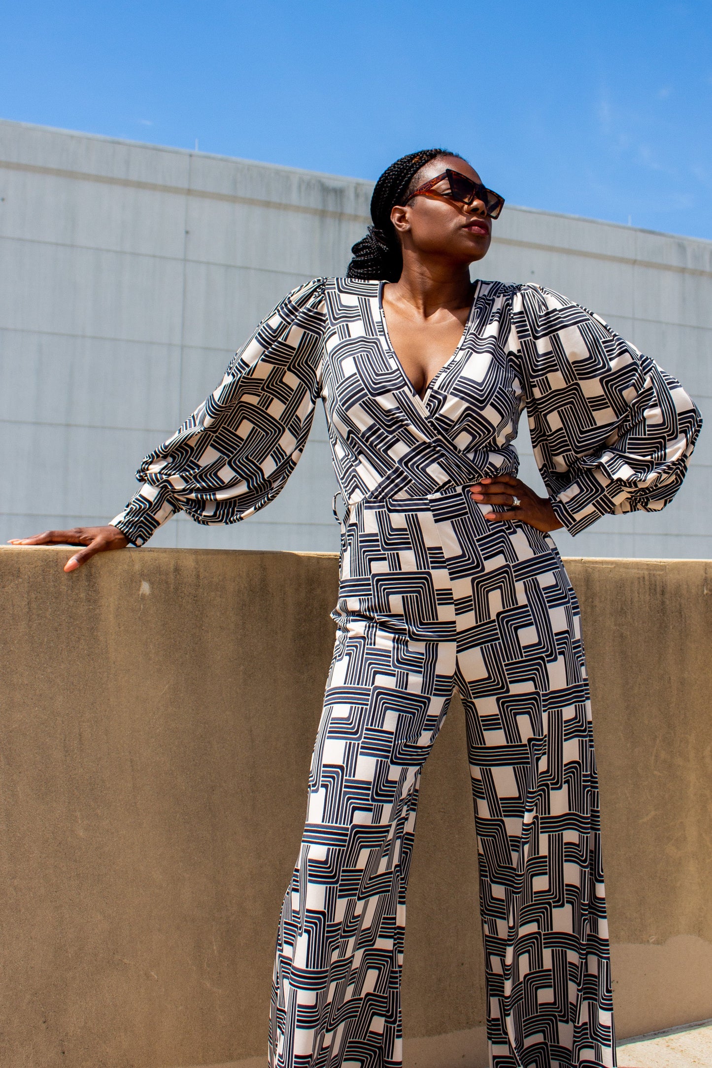 Tall Off-White/Black Jumpsuit