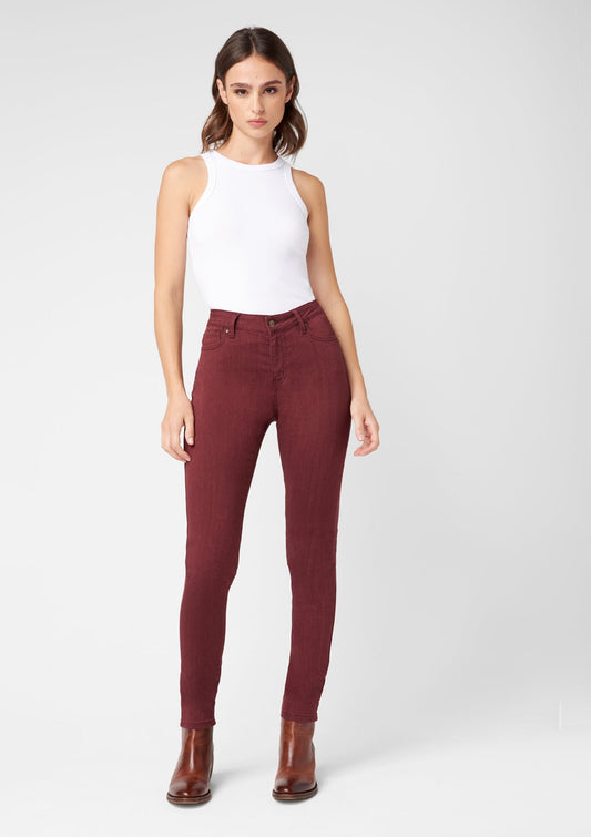 Plus Size Tall Burgundy Skinny Jeans: 35", 37" Inseams