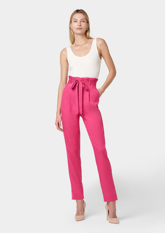 Tall Lily Tie Waist Skinny Pants in Magenta