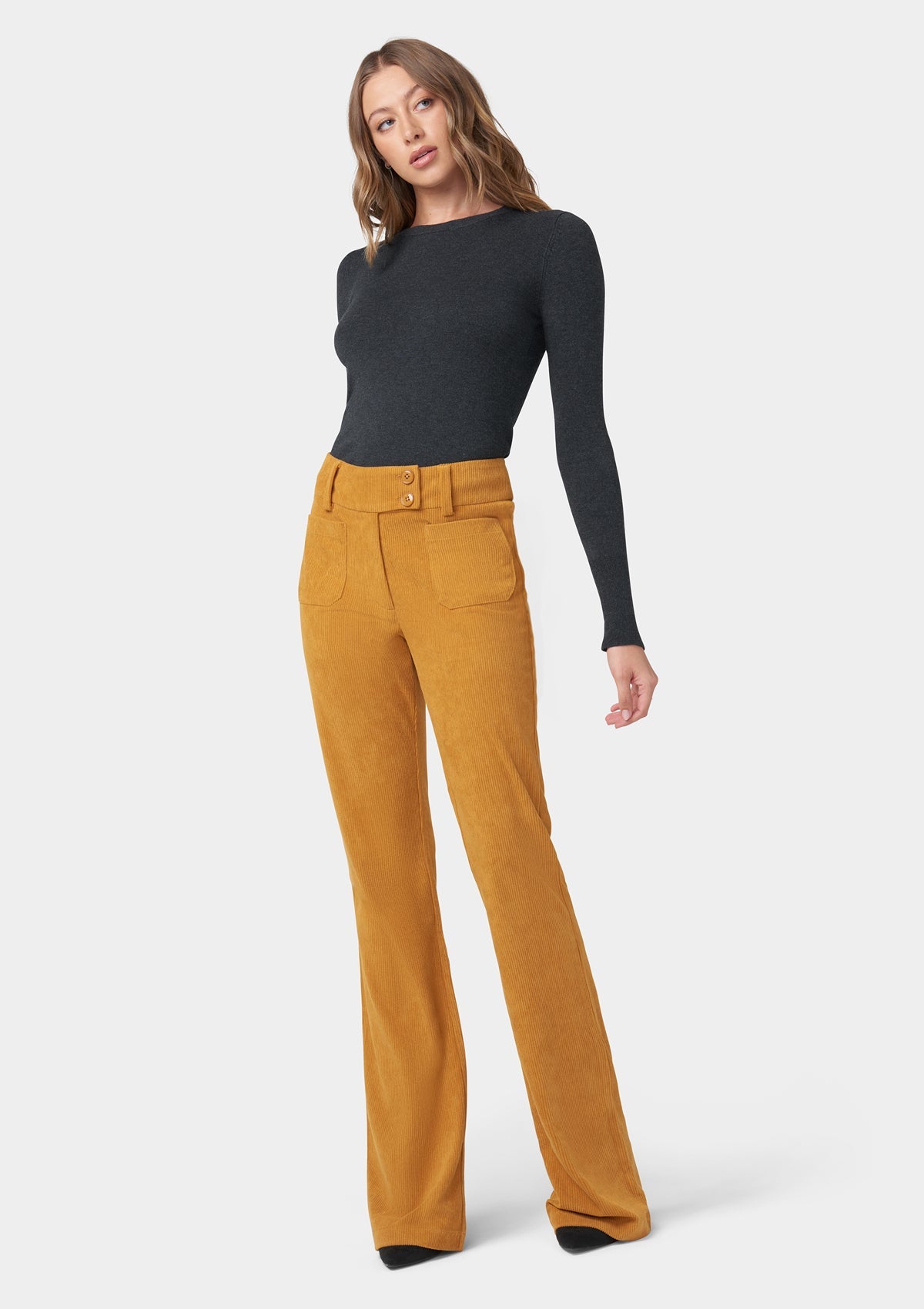 Women's Tall Corduroy Flare Pants in Butterscotch: 37" Inseam