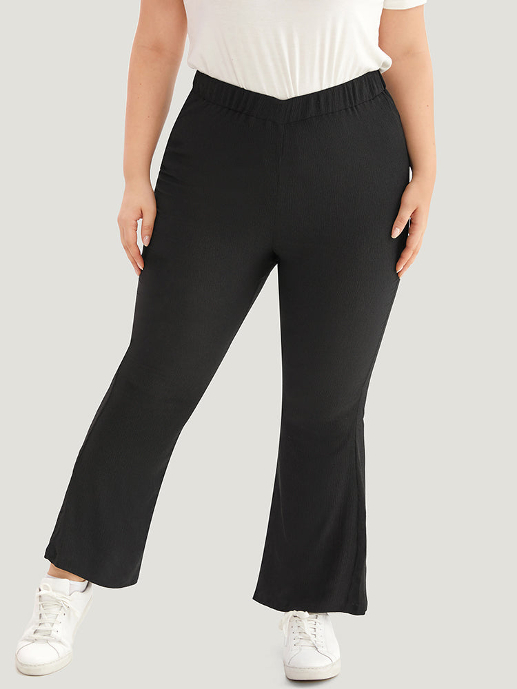 Plain Plisse Flare Leg Sweatpants