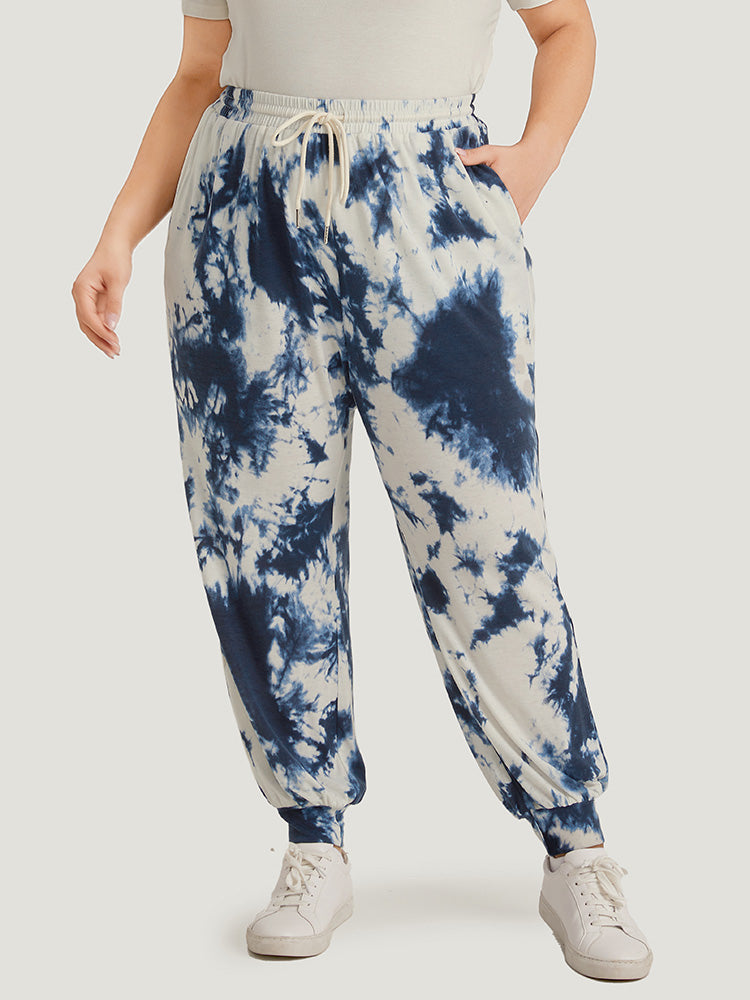 Tie Dye Pocket Drawstring Carrot Sweatpants