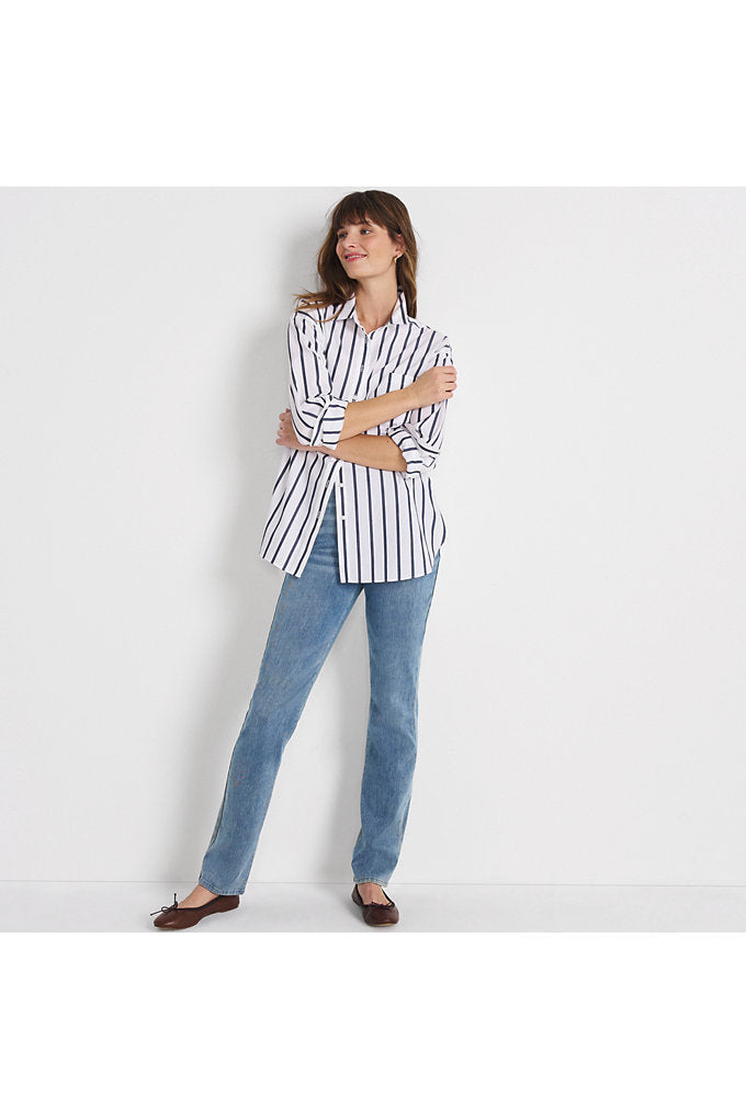 Women's Tall Starfish Mid Rise Pull On Knit Denim Straight Jeans