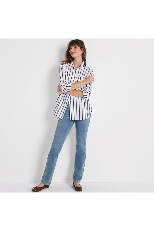Women's Tall Starfish Mid Rise Pull On Knit Denim Straight Jeans