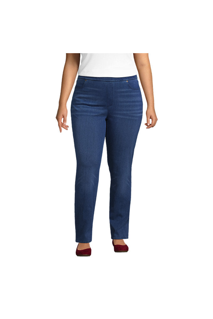 Plus Size Starfish Mid Rise Knit Denim Straight Jeans