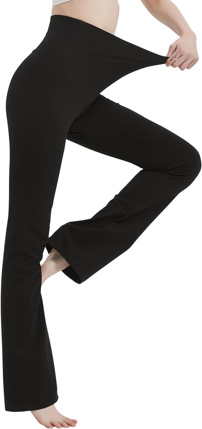 Cotton Spandex High Rise Bootcut Flare Yoga Pants