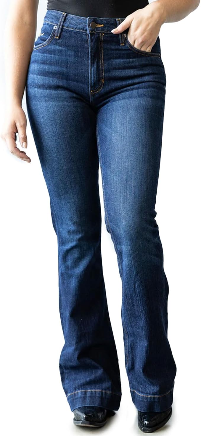 Jennifer Ultra-High Rise Wide Flare Dark Wash Blue Jeans