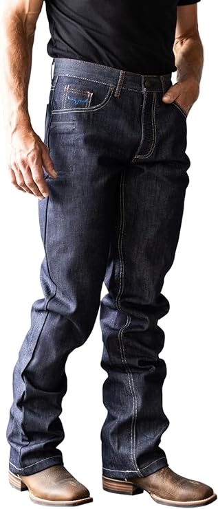 Raw Dillon Mid-Low Rise Relaxed Upper Thigh Wide Bootcut Hand-Sanded Integrated Knife Pocket Jean