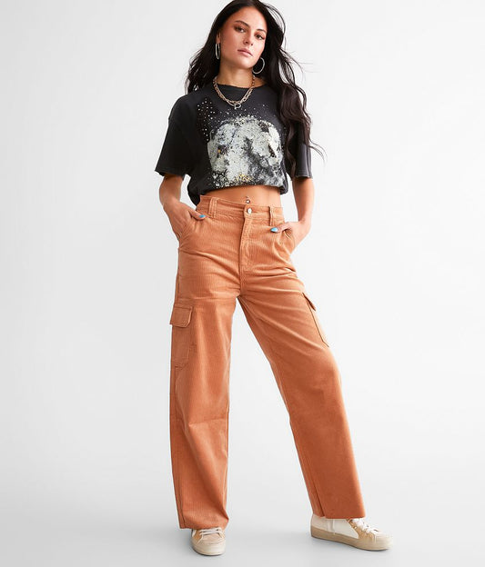 90s Cropped Wide Leg Corduroy Cargo Pant