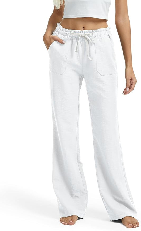 Tall & Petite White Linen Pants: 30", 32", 34", 36" Inseams