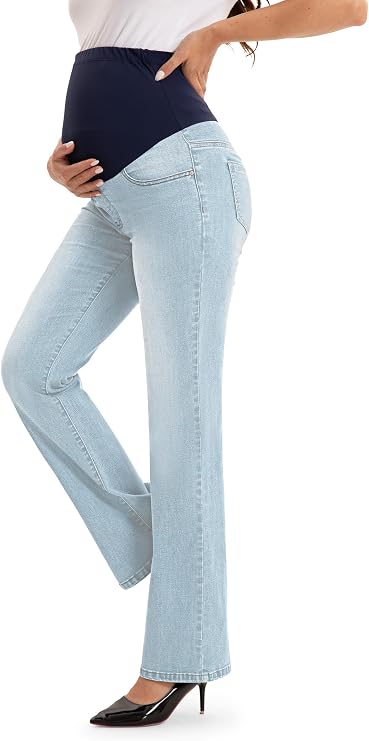 Tall & Petite Light Wash Maternity Jeans: 29", 31", 33", 35" Inseam