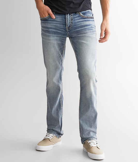 Men's Low Rise Light Wash Slim Straight Stretch Jean: Inseams 30-38"
