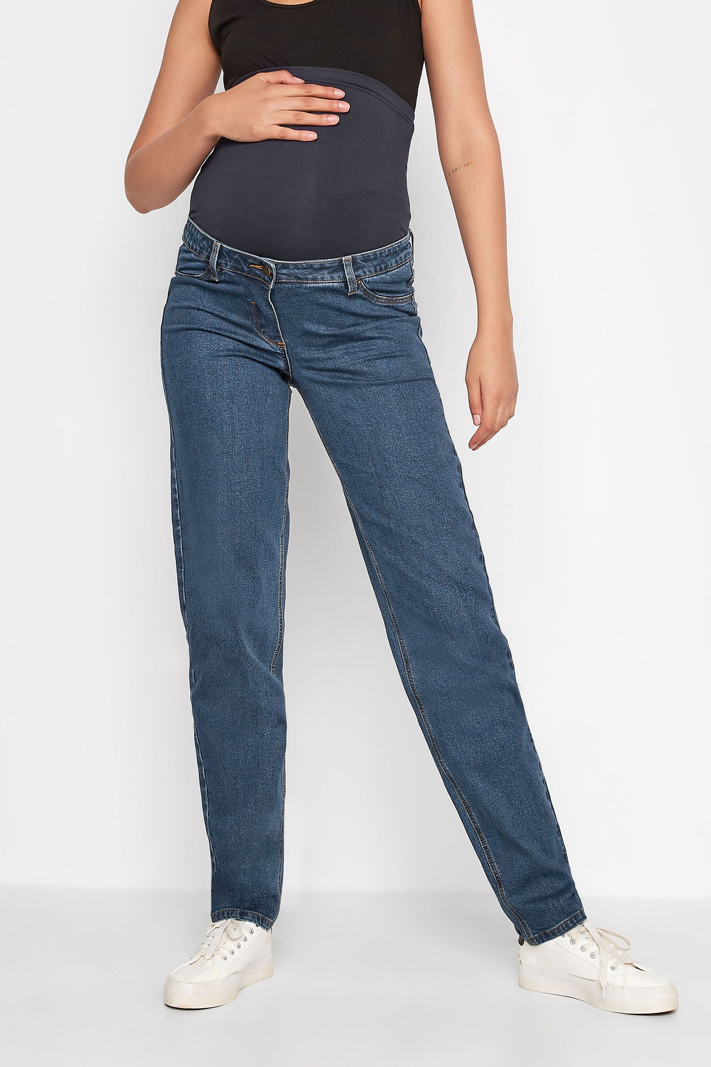 Tall Maternity Indigo Blue Washed UNA Stretch Mom Jeans