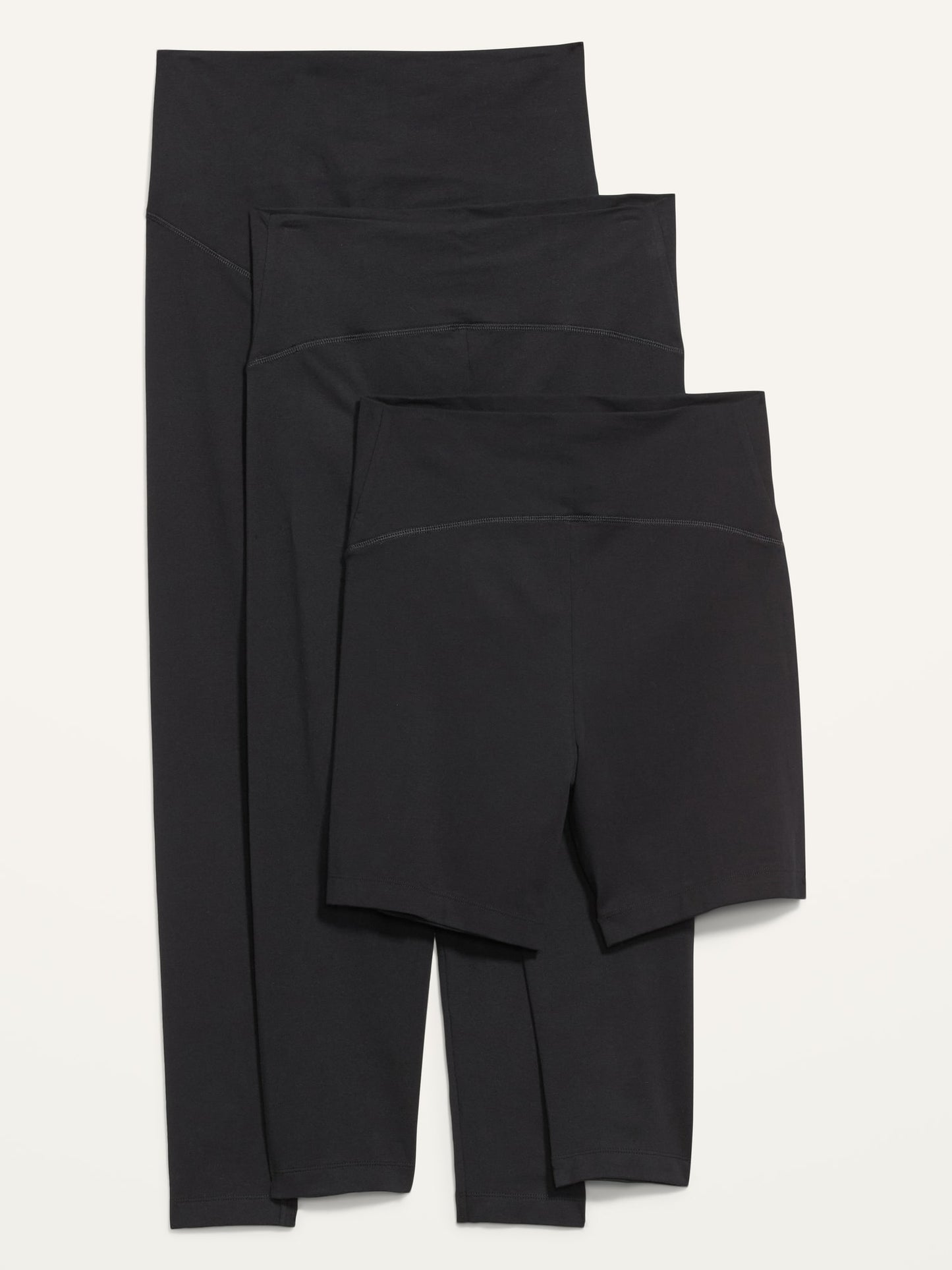 Black Maternity Leggings, Capris & Biker Shorts 3-Pack