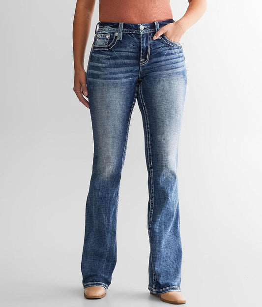 Curvy Fit Medium Wash Mid-rise Bootcut Jeans: 30-34" Inseams