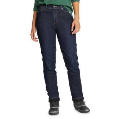 Eddie Bauer Women's Voyager Fleece-Lined High-Rise Jeans - Slightly Curvy Slim Straight