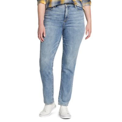 Women's High-Rise Stain-resistant Straight Leg Jeans: 28", 31", 34" Inseam