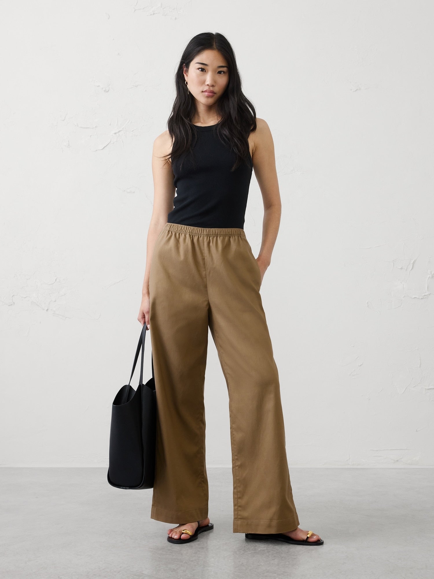 Drapey Twill Pull-On Pants: 30.5", 32.5", 35.5" Inseam