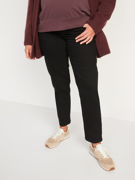 Full Panel Black Maternity Jeans: 26", 28", 30" Inseam