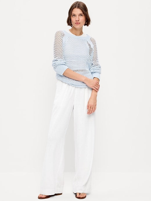 High Waist Super Wide Leg Linen Pants: Tall, Petite, Regular