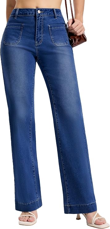 High Waist Wide Leg Jeans: 32", 34", 36", 38" Inseams