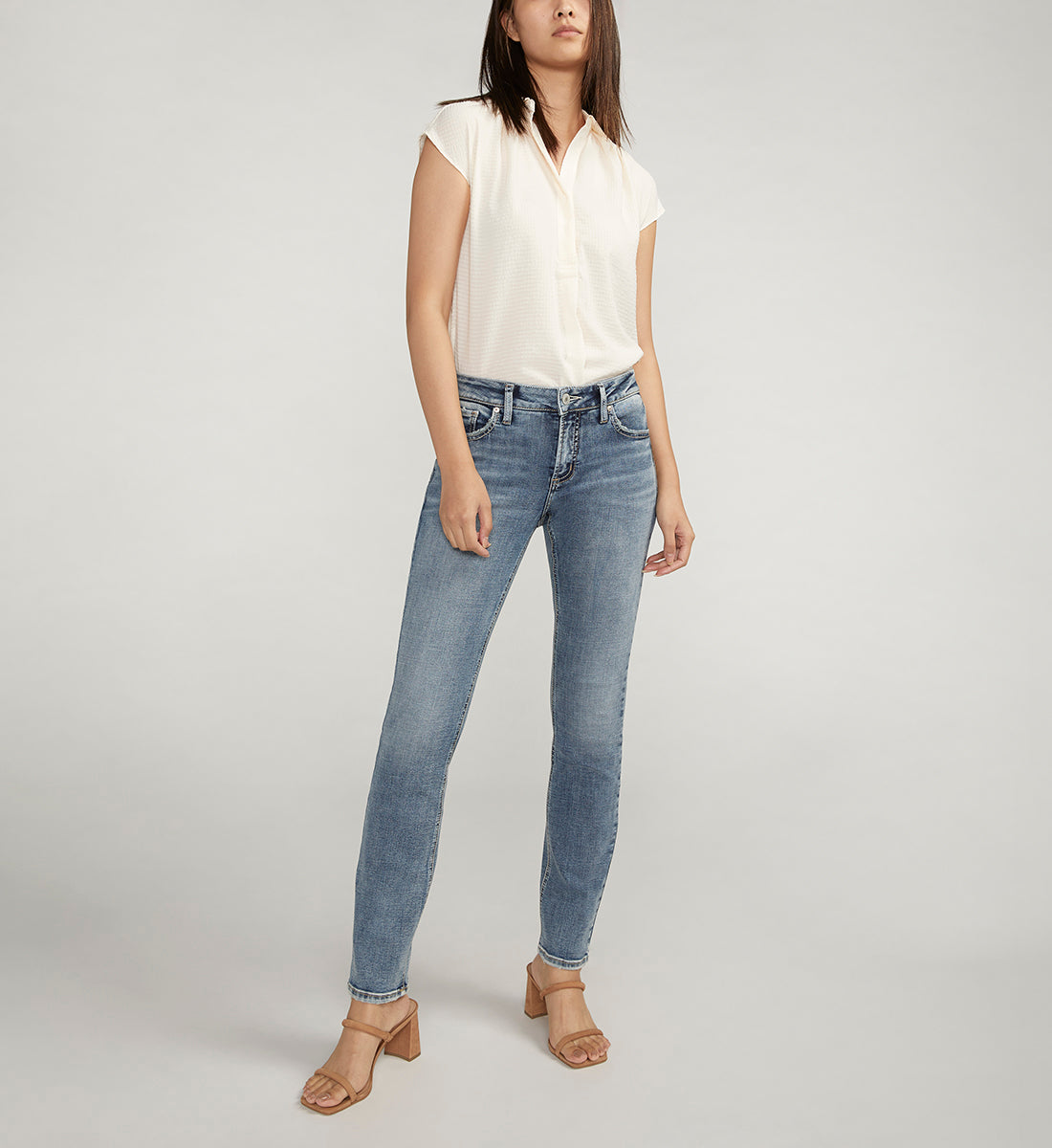 Elyse Mid Rise Straight Leg Jeans