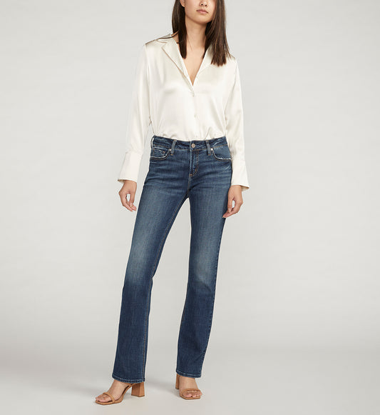 33" Inseam Medium Wash Mid Rise Slim Bootcut Jeans