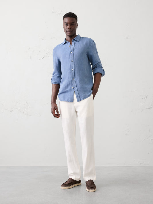 Men's Straight Leg Linen Trousers: 28-36" Inseams