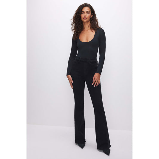 Pull On Stretch Flare Jeans: 33.5" Inseam