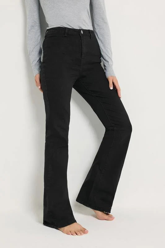Tall Black Denim Flare Jeans: 34", 36" Inseam