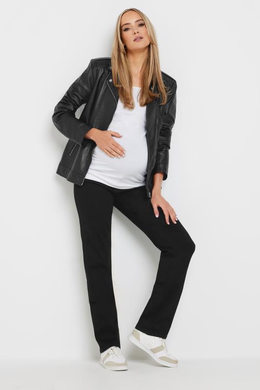 Tall Maternity Straight Leg Black Jeans: 34", 36" Inseam