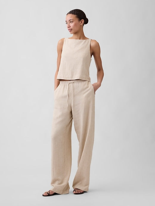 Tall, Regular, Petite Relaxed Linen Wide Leg Pants