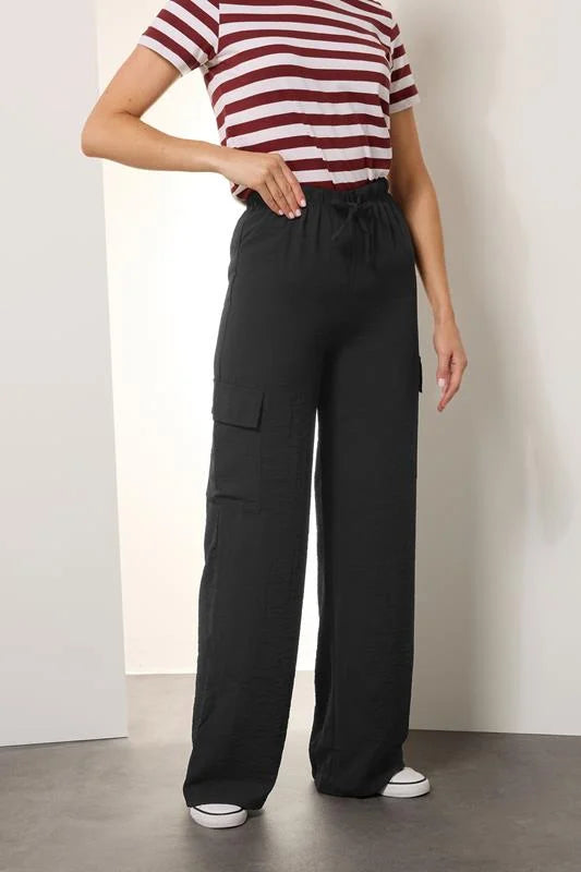 Tall Women's Cargo Crepe Wide Leg Pants: 36" Inseam