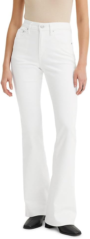 White High Rise Flare Jeans: Petite, Regular, Tall