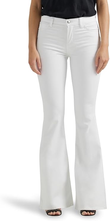 White Mid Rise Flare Jeans: Petite, Regular, Tall